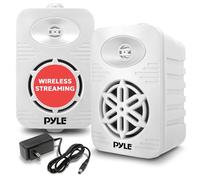 Pyle 4” Bluetooth Speakers, Indoor/Outdoor Waterproof Wireless 2-Way Speaker System with 1/2” Polymer Tweeter, Heavy Duty ABS Construction, Perfect for Patio, Pool, Boat, or Deck Use (White, 2-Pack)