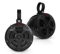 Pyle 4" Off-Road Bluetooth Waterproof Speakers -800W Peak Power Amplified Speaker System for ATV/UTV, Golf Cart, Boat, Aux Input Jack, for use w/All 12V Vehicles - PLUTV43BTA, Black