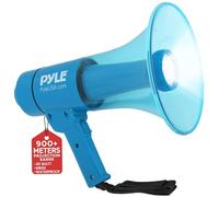 Pyle 40W Waterproof Megaphone Speaker, Loud Bullhorn Megaphones with Siren, Adjustable Volume & LED Flashlight, AA Battery Powered, Indoor-Outdoor Use, Perfect for Police, Football, Kids & More
