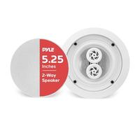 Pyle 5.25” Ceiling Wall Mount Speakers - 2-Way Weatherproof Full Range Woofer Speaker System Flush Design w/ 65Hz-22kHz Frequency Response 200 Watts Peak & Template for Easy Installation PWRC52