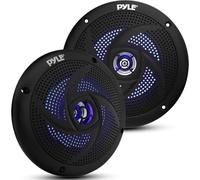 Pyle Marine Speakers - 5.25 Inch 2 Way Waterproof and Weather Resistant Outdoor Audio Stereo Sound System with LED Lights, 180 Watt Power and Low Profile Slim Style - 1 Pair - PLMRS53BL (Black)