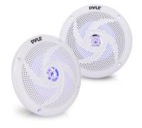 PYLE Marine Speakers - 6.4 Inch 2 Way Waterproof and Weather Resistant Outdoor Audio Stereo Sound System with LED Lights, 180 Watt Power and Low Profile Slim Style - 1 Pair - PLMRS53WL