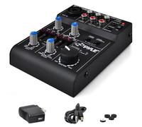 Pyle 5-Channel Professional Audio Mixer DJ Sound Board - Compact Music Mixer with USB Interface, EQ Controls, XLR Mic Input, 18V Phantom Power, Rechargeable Battery - USB/Line/Master Controls