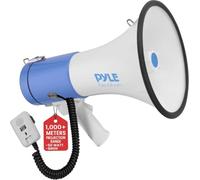 Pyle 50W Megaphone Speaker with Microphone, Loud Bullhorn Megaphones with Siren & Adjustable Volume, Loud Hailer Mega Phone, Indoor/Outdoor Use, Rechargeable, Perfect for Police, Football, Kids & More