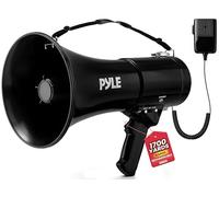 Pyle 50W Portable Megaphone Bullhorn Speaker- Alarm Siren, Adjustable Volume up to 1700 Yards, Aux Input & USB/TF Playback, Lightweight for Indoor & Outdoor Activities, Sports & Emergency Drills-Black
