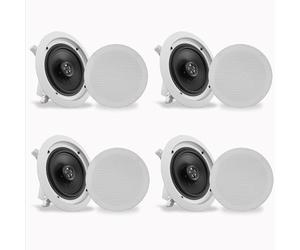 PYLE 6.5” 4 Bluetooth Flush Mount In-wall In-ceiling 2-Way Speaker System Quick Connections Changeable Round/Square Grill Polypropylene Cone & Tweeter Stereo Sound 4 Ch Amplifier 200 Watt