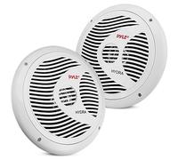 Pyle 17cm Outdoor Speakers, 2-Way Marine, Waterproof and Weather Resistant Audio Dual Stereo Sound System With 150 Watt Power and Low-Profile Design, 1 Pair (white)