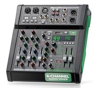 Pyle 6-Channel Audio Mixer - Bluetooth 5.0 Studio Mixer/DJ Controller with Digital Effects - USB Interface - MP3 Compatible - XLR Inputs and LED Display - Audio Mixing Sound Board System - PMX506