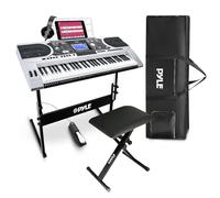 Pyle 61 Keys Electric Keyboard Piano, Kids Music Digital Piano Keyboard with Stand for Beginners, Adult Electronic Keyboards, Portable Musical Karaoke Instrument w/ Sustain Pedal/Case/Stool/Headphones