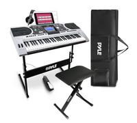 Pyle 61 Keys Digital Electronic Piano Keyboard, Portable Musical Karaoke Electric Piano with MIDI Function, Includes Sustain Pedal, Heavy Duty Case Bag, Sheet Holder, Keyboard Stand, Headset