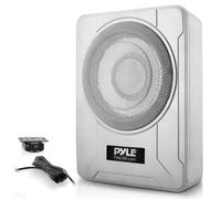 Pyle 8-Inch Low-Profile Amplified Subwoofer System - 600 Watt Compact Enclosed Active Marine Underseat Car Subwoofer with Built In Amp, Powered Car Subwoofer w/Low & High Level Inputs