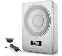PYLE 8-Inch Low-Profile Amplified Subwoofer System - 600 Watt Compact Enclosed Active Marine Underseat Car Subwoofer with Built in Amp, Powered Car Subwoofer w/Low & High Level Inputs