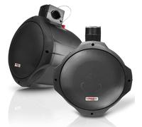 Pyle 8-Inch Marine Speakers - 300 Watt Dual Wakeboard Waterproof Boat Speakers, 9.9 x 9.6 Inches, IP-44 Rated, Heavy-Duty ABS Construction, Roll-Cage Mount, 2-Way Full Range Audio, Black