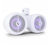 Pyle 8" Marine LED Wakeboard Speaker - Dual 2 Way Water Resistant Mini Box Speaker Pair with Woofer, Titanium Tweeter, ABS Construction & Mounting Bracket for Boat, ATV, UTV