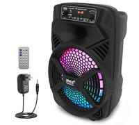 Pyle 8" Portable PA Bluetooth Speaker - 300W Max Power, Rechargeable Battery, Flashing LED Party Lights, MP3/USB/FM Radio, Aux Input, Ideal Karaoke Machine for Indoor/Outdoor Events, 8.8"x 7.7"x13.1"