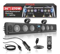 Pyle 91.4 cm Marine Sound Bar Speaker System for ATV/UTV with Bluetooth, 270W Peak, Built-in Amplifier, 6x4 Woofer, 2x1 Heights, Remote Control, USB/AUX Input, Handlebar Mount