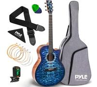 Pyle Acoustic Guitar, Full Size Classical Guitar - Steel String, 41" Blue, Gig Bag, Tuner, Extra Strings, Strap, Picks, Right Handed