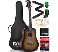 Pyle Acoustic Guitar Kit, 3/4 Junior Size All Wood Steel String Instrument for Beginner Kids, Adults, 36" Brown Burst Matte