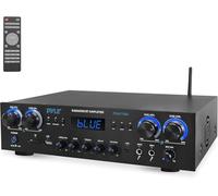 Pyle Amplifier, 800 W Bluetooth Amplifier, Mini Amplifier, 4 Channels MP3, USB, AUX, SD, MIC, FM, RCA, Headphones, Reverb Delay, Stereo for Home Cinema, Studio & Theatre