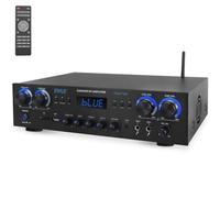 Pyle Amplifier, 800W Bluetooth Amplifier, 4-Channel Mini Amp with MP3, USB, AUX, SD, Microphone, FM, RCA, Reverb/Delay, Stereo for Home Cinema, Studio and Theater, 4 Input Amplifier System