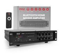 Pyle Amplifier HiFi Bluetooth Amplifier 500W PA Mixing System - Stereo Receiver Rack Mount with Mic Input Talk Over 70V 100V Output USB AUX Optical Coaxial LED Display