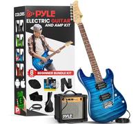 Pyle Electric Guitar, Complete- Electric Guitar Set, Full Size Guitar, 39"/99cm-Electric Guitar with Amp, Guitar Kit- for Beginners, w/Humbucker Picks, 10WAmp, Accessories, Blue, w/2Month Free Lessons