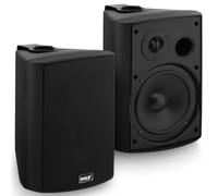 Pyle Bluetooth Active+Passive Speaker System, 6.25" Woofer, Indoor/Outdoor Water Resistant ABS Case with Wall Mount, Marine Grade IP44 Rating, Bass Boost, (Pair, Black)