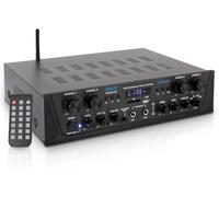 Pyle Bluetooth Amplifier for Turntable, HiFi Stereo - 500W 4-Channel Audio Receiver with AUX, USB & Mic Input, Compact Home Amp for Speakers | EQ, Talk-Over, Echo Control, Tabletop Mount