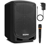 Pyle Bluetooth Karaoke PA Speaker - Indoor/Outdoor Portable Sound System with Wireless Mic, Audio Recording, Rechargeable Battery, USB/SD Reader, Stand Mount - for Party, Control - PSBT65A Black