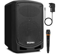Pyle Bluetooth Karaoke PA Speaker - Indoor/Outdoor Portable Sound System with Wireless Mic, Audio Recording, Rechargeable Battery, USB/SD Reader, Stand Mount - for Party, Control - PSBT65A Black