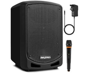 Pyle Bluetooth Karaoke PA Speaker - Indoor/Outdoor Portable Sound System with Wireless Mic, Audio Recording, Rechargeable Battery, USB/SD Reader, Stand Mount - for Party, Control - PSBT65A Black