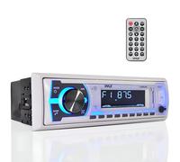 Pyle Bluetooth Marine Stereo Receiver | AM/FM Radio System | Wireless Music Streaming with Hands-Free Talking | USB/SD/MP3/AUX | Remote Control | Single DIN (PLMRB29W)