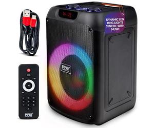 Pyle Bluetooth Party Speaker, 100W Portable Outdoor Wireless System with Deep Bass, Clear Sound, Big Loud Speakers with TWS, Rechargeable, Rolling Wheels, Black