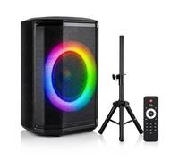 Pyle Bluetooth Party Speaker, Portable 120W 20cm Woofer, Indoor & Outdoor | PA System, Rechargeable, LED Lights, USB/SD/FM Radio, Tripod Stand and Mic Input for Karaoke
