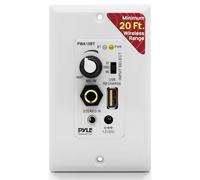 Pyle Bluetooth Receiver Wall Mount | In-Wall Audio Control Receiver with Built-in Amplifier | USB, Microphone, Aux (3.5mm) Input | Speaker Terminal Block | Connect 2 Speakers - 100 Watt (PWA15BT)