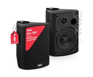 Pyle Bluetooth Speakers, Waterproof Wall-Mounted Wireless Speaker System, Indoor/Outdoor, Weatherproof, Heavy-Duty Stereo Sound, Compatible with iPhone, Android, Tablet & PC (Pair, Black)