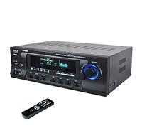 Pyle Bluetooth Stereo Amplifier 300W 4 Channel Receiver with Mic Input - Wireless Audio Streaming Home Theater Karaoke System USB SD RCA EQ Control LED Display