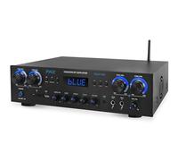 Pyle Bluetooth Stereo Amplifier - Wireless 800W 4-Channel Audio Receiver with Mic Inputs for Home, Studio, Karaoke or Theatre, USB, SD, AUX, RCA, FM, LED Display, Reverb & Delay Effects