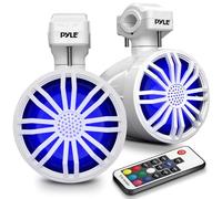 Pyle Bluetooth Waterproof Off-Road Speakers - 3.5” 40W Marine Grade Woofer Sound System w/RGB Light, Full Range Outdoor Audio Stereo Speaker for Motorcycle, ATV, Jeep, Boat, includes Brackets (White)