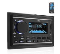 Pyle Boat Bluetooth Marine Stereo Receiver - Marine Head Unit Double DIN Stereo Receiver Power Amplifier - Hands-Free Calling, LCD, AM/FM/MP3/BT/USB/AUX - Remote Control, Wiring Harness - Pyle PLR2DN