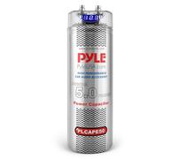 Pyle 5.0 Digital Power Capacitor High-Performance Car Audio Accessory with Blue Digital Display, Voltage Readout, Over Voltage Protection, Mounting Hardware, DC 12-24V, 23x9cm