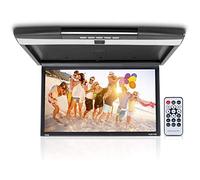 Pyle Car Rear Seat Entertainment Flip Down Monitor 17.3 Inch Roof Mount Screen, HDMI USB Micro SD Display with IR FM Transmitter for Kids Back Seat Campervan Travel