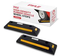 Pyle - Car Parking Barriers, Driveway Reflectors, Wheel Stoppers, Floor Stop Parking Barrier, 2PC Heavy Duty Rubber Vehicle Target Stoppers, Truck Curb Tire Wheel Blocks, Stopper for Driveway