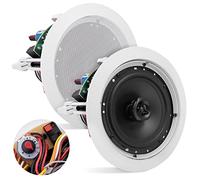 Pyle Ceiling and Wall Mount Speaker - 6.5” 2-Way 70V Audio Stereo Sound Subwoofer Sound with Dome Tweeter, 500 Watts, in-Wall & in-Ceiling Flush Design for Home Surround System PDIC63T (White)