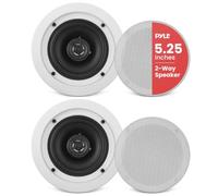 Pyle Ceiling Speaker, 150 W, 2-Way Built-In Speaker, 13.3 cm, Easy Installation in Flush Design with Round Grid, Ideal for Home Cinema, Multiroom Audio, Cafe, Spa & Shops
