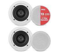 Pyle Ceiling Speakers, Wall Mounted Wireless Ceiling Speakers, 13.34cm Pair of 2-Way Midbass Woofer Speaker & 150 Watts, Flush Mount Sound, Easy Installation for Indoor/Outdoor, Kitchen, Bathroom