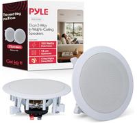 Pyle Ceiling Speakers, Wall Mounted Wireless Ceiling Speakers, 13.34cm Pair of 2-Way Midbass Woofer Speaker & 150 Watts, Flush Mount Sound, Easy Installation for Indoor/Outdoor, Kitchen, Bathroom