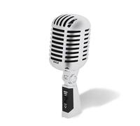Pyle Classic Retro Dynamic Vocal Microphone, Old Vintage Style Unidirectional Cardioid Mic with XLR Cable, Universal Stand Compatible, Live Performance In Studio Recording, Podcast - Silver