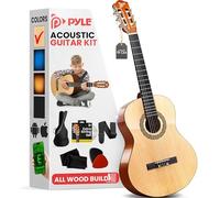 Pyle 36†Classical Acoustic Guitar-3/4 Junior Size 6 Linden Wood Guitar w/Gig Bag, Tuner, Nylon Strings, Picks, Strap, for Beginners, Adults, Right, Natural (PGACLS82)