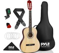 Pyle Classical Acoustic Guitar Kit, 3/4 Junior Size Instrument for Beginner Kids, Adults, 36 Natural Matte